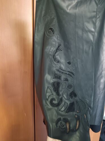 kožna jakna s: XL (EU 42), Midi, bоја - Crna