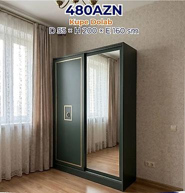 Kupe dolab – sürgülü qapılı model. Ölçülər: dərinlik 55 sm × hündürlük