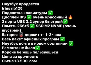 Ноутбуки: Ноутбук, Irbis, Скидка 10%, Б/у, Для работы, учебы