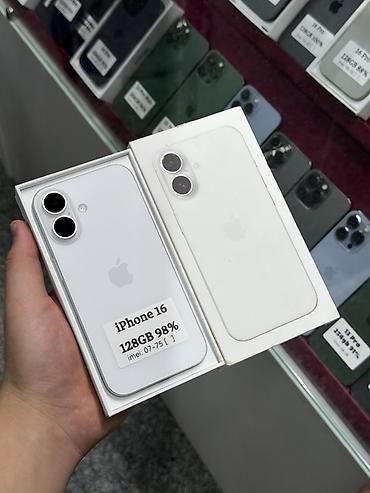 iphone заблокирован: IPhone 16, Б/у, 128 ГБ, Белый, Защитное стекло, Чехол, Кабель, В рассрочку, 98 % — 1