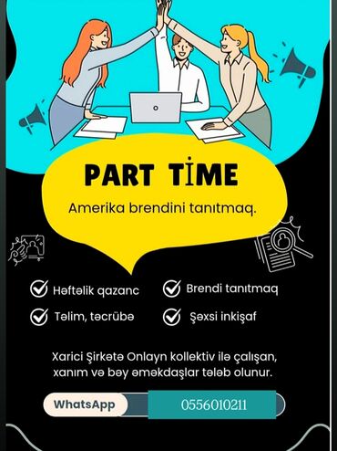 Ev personalı və təmizlik: Marketoloq tələb olunur, Onlayn iş, 46 yaşdan yuxarı, Təcrübəsiz