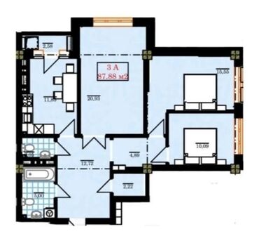 квартиры джале: 3 комнаты, 88 м², Элитка, 14 этаж, ПСО (под самоотделку)