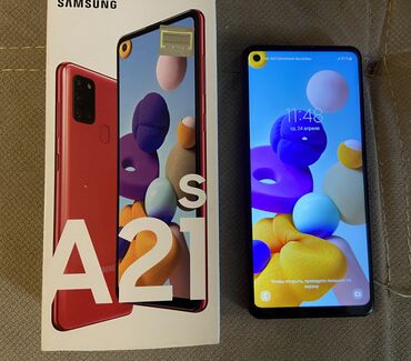 samsung x120: Samsung Galaxy A21S, 32 GB, rəng - Qırmızı, Zəmanət, Sensor, Barmaq izi