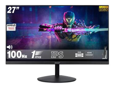 Monitorlar: Acer-dən 27 düymlük Full HD monitor. IPS paneli ilə təchiz olunub və