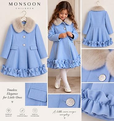 Uşaq dünyası: Monsoon Children qız uşaqları üçün zərif palto 4-5 yaş - Rəng: açıq — 1