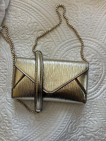 Çantalar: Qızılı rəngdə zəncirli mini çanta - Material: metalik qızılı — 2