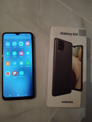 флай 408 телефон: Samsung Galaxy A12, 64 GB, rəng - Qara, Barmaq izi, İki sim kartlı