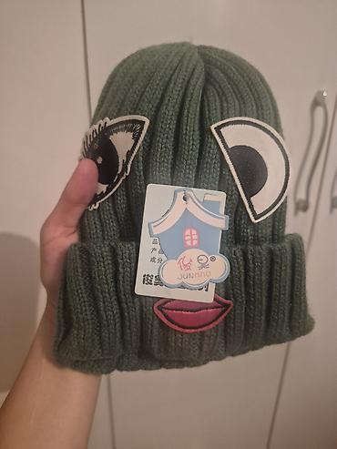 sapka: Toxunma, trikotaj papaq, Yeni, rəng - Yaşıl, One size — 1