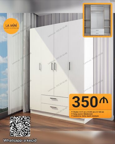 встроенный шкаф: Yeni, Açılan, 4 qapılı Düz dolab, Qarderob, paltar dolabı, Azərbaycan