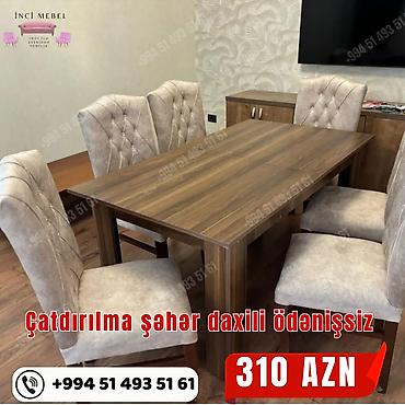 qoz: Qonaq otağı üçün, Yeni, Açılmayan, Dördbucaq masa, 6 stul — 1