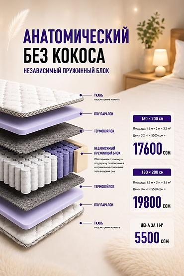 ковры бишкек цены: Анатомический матрас без кокоса с независимым пружинным блоком — 1