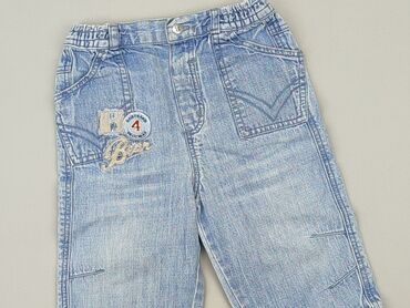 klapki jeansowe: Denim pants, George, 6-9 months, condition - Fair