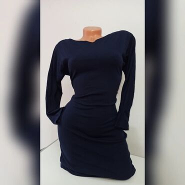 šantung svila haljine: S (EU 36), M (EU 38), color - Black, Long sleeves