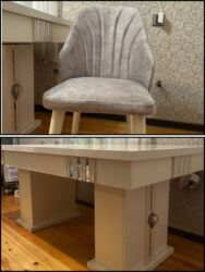 Stullar: Qonaq otağı üçün, İşlənmiş, Kvadrat masa, 6 stul