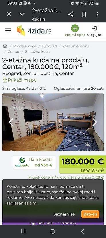 Kuće na prodaju: Dvoetažna kuća, 120 m², Beograd – Zemun, Centar - Raspored: dve etaže — 15