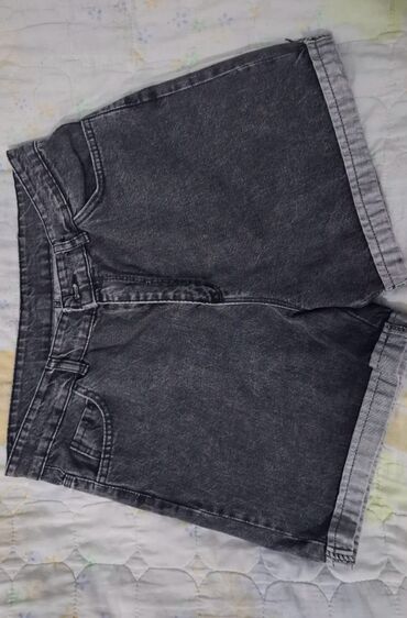 Мужская обувь: Boz-duman rəngli denim şort - Material: qalın, yuyulmuş denim (cotton