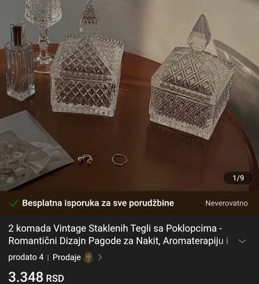 Ostalo posuđe: Bombonijera vintaz,nova pun rad staklena. Bombonijera,posuda za — 3