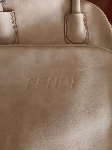 Çantalar: Bej rəngli Fendi yazılı çanta/backpack - Material: süni dərini — 1