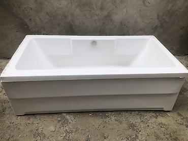 Akril hamam vannası + şüşə qoruyucu panel dəsti - Material: parlaq ağ