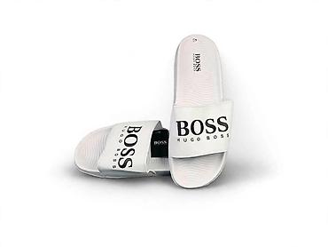 planika kucne papuce: HUGO BOSS muške papuče – model sa širokim kaišem - Boja: bela sa — 2