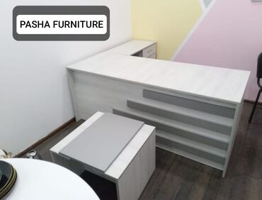 divar içi baçok: Ofis üçün qəbul masası dəsti – PASHA FURNITURE - Rəng: açıq ağ palıd