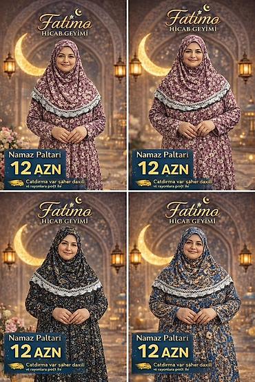 ucuz hicab geyimleri: Fatimo Hicab Geyimi – Namaz Paltarı - Modellər: Çiçək naxışlı, tam — 1