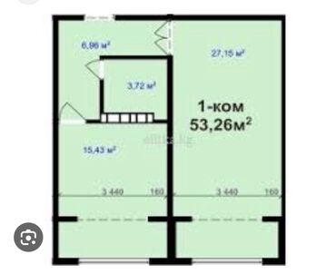 Real Estate NM: 1 комната, 53 м², Элитка, 7 этаж, ПСО (под самоотделку)