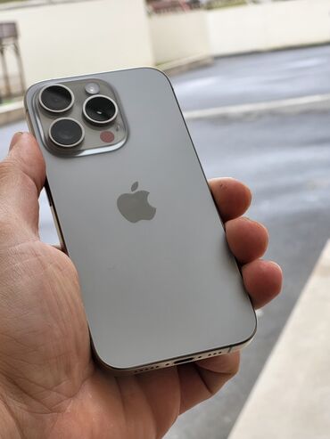 Apple iPhone: IPhone 15 Pro, 128 GB, Natural Titanium, Zəmanət, Barmaq izi, Face ID