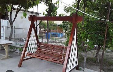 качели для дачи: Bağ və həyət üçün taxta yelləncək - Material: təbii ağacdan yığılma — 8