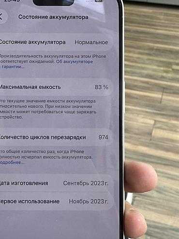 Apple iPhone: IPhone 15 Pro Max, Б/у, 256 ГБ, White Titanium, Кабель, В рассрочку, 83 % — 6