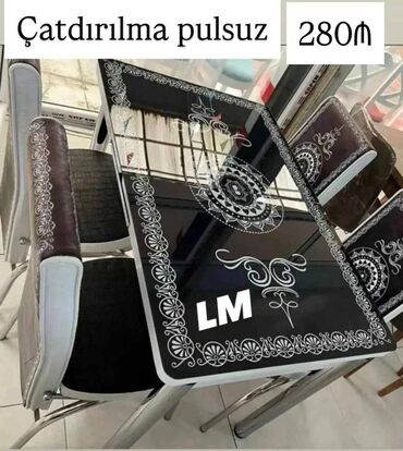metbex aboylari 2021: Mətbəx masa ( üstü şüşə) + 4 stull dəst‼️ Qiymət : *280 ₼ Masa ölçü