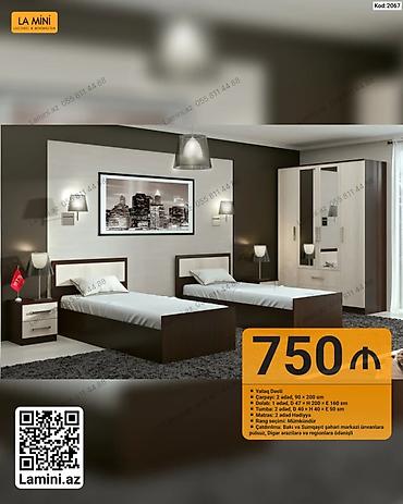 Ev və bağ: LA MINI yataq dəsti – Kod: 2067 Komplekt tərkibi: - Çarpayı: 2 ədəd — 1