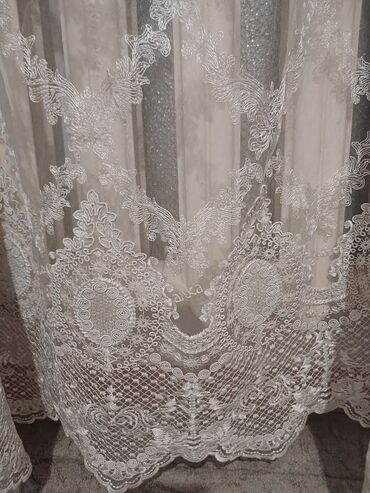 Тюли: Тюль капроновая с рисунком б/у,цвет:айвори,Турция ширина-7м30см — 6