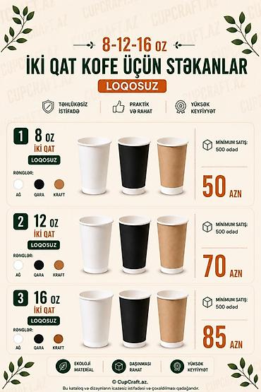 Qab-qacaq və mətbəx ləvazimatları: Məhsul: Kağız stəkanlar (espresso, kofe və digər isti/soyuq içkilər — 2