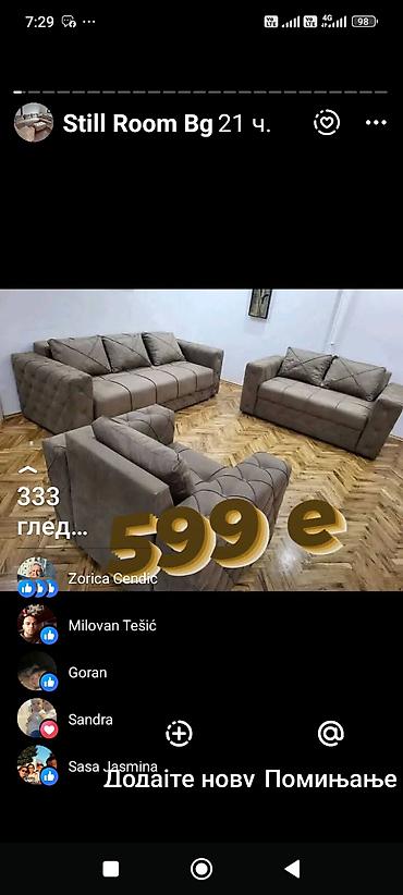 Sofe i kaučevi: Garniture za dnevnu sobu – više modela - Trosed + dvosed + fotelja — 1