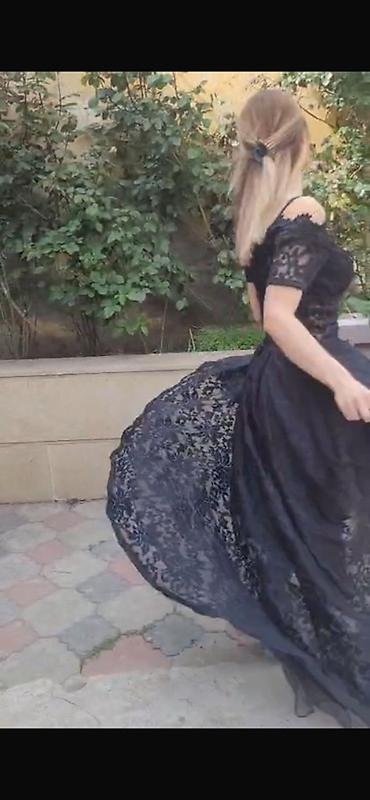 Qadın geyimləri: Qara krujeva ziyafət paltarı İNGİLTEREN GETİRİB ANCAĞ MODEL GEYİNİB — 2
