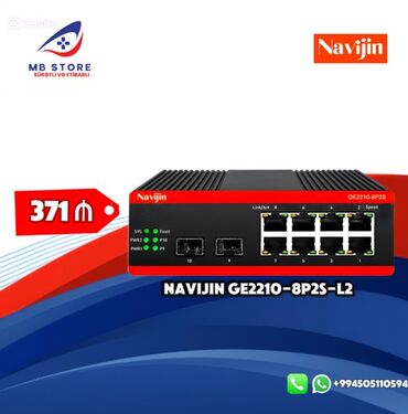 sfp: Navijin GE2210-8P2S, 8 PoE+,2 SFP port və L2 + ağılı switch olan