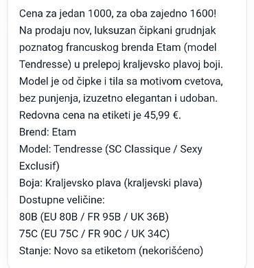 pull and bear novi sad: Etam Tendresse čipkani grudnjak – kraljevsko plava - Brend: Etam - — 2