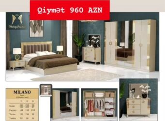 Yataq otağı dəstləri: 2 təknəfərlik çarpayı, Dolab, Tumba, 2 tumba, Azərbaycan, Yeni — 4