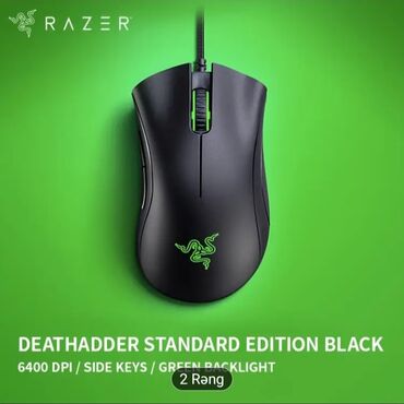 Klaviaturalar: Qara rəngli Razer DeathAdder Standard Edition kompüter siçanı. 16000