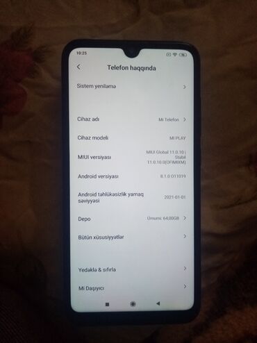 xiyomi not 8: Xiaomi 64 GB, rəng - Göy, 
 Barmaq izi