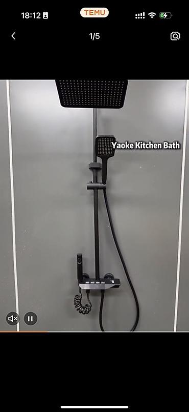 hamam dizaynı: Dəst: divara quraşdırılan duş sistemi – üst yağış duşu + əl duşu + — 2