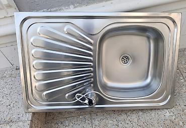 nerjaveyka su cəni: Mətbəx üçün paslanmayan poladdan (inox) birgözlü lavabo və damcılıq — 1