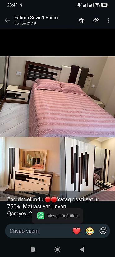 Endirim olundu 🛑🛑Yataq dəsti satılır 750₼. Matrası var.Ünvan lalafo.az -da Endirim olundu 🛑🛑Yataq dəsti satılır 750₼. Matrası var.Ünvan
