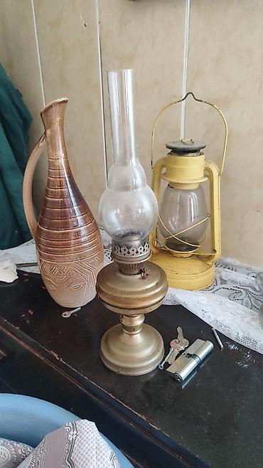 dəmir pullar: Kerosin lampaları və dekor qabı dəsti sari lampa hundurdu 40,demir — 1