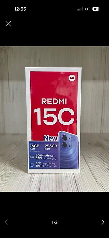 Redmi, Redmi 15C, Новый, 256 ГБ, цвет - Черный, 2 SIM