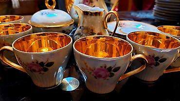 sud separatoru: Çay dəsti, rəng - Qızılı, Farfor, 6 nəfərlik — 4