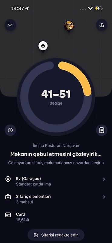 Qida məhsulları: Xidmət: Mobil tətbiq vasitəsilə yemək sifarişi və çatdırılması — 2