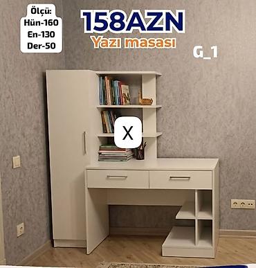 stolar: Yazı masası – ağ rəngdə, funksional dizayn. Ölçülər: - Hündürlük: 160 — 1