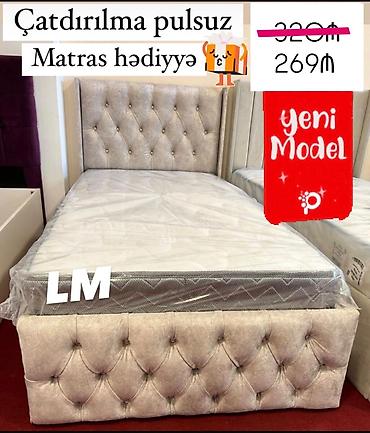 Yeni model taxt çarpayı - Yumşaq toxumalı, düyməli kapitone başlıq və